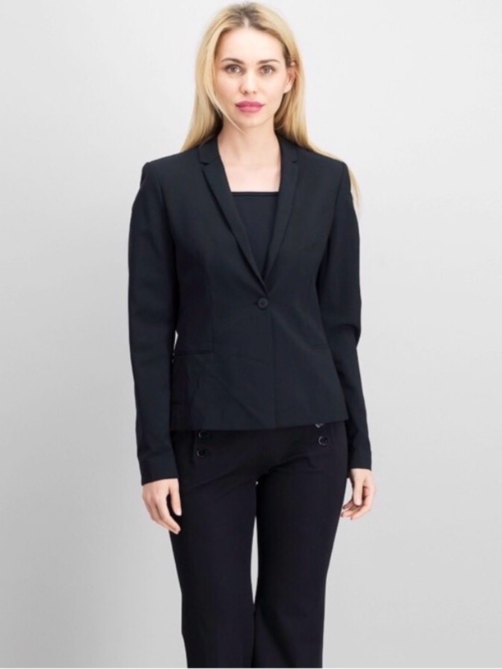 Elie Tahari Black Single-Button Tailored Blazer